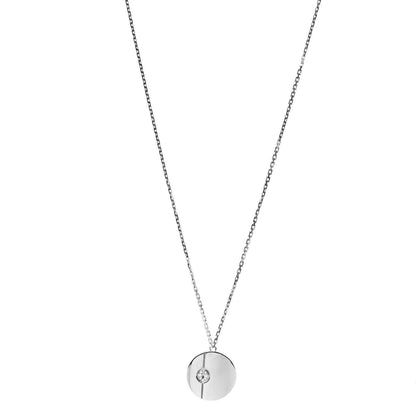 Cartier 18K White Gold Diamond LOVE Medallion Pendant Necklace 1 of 7