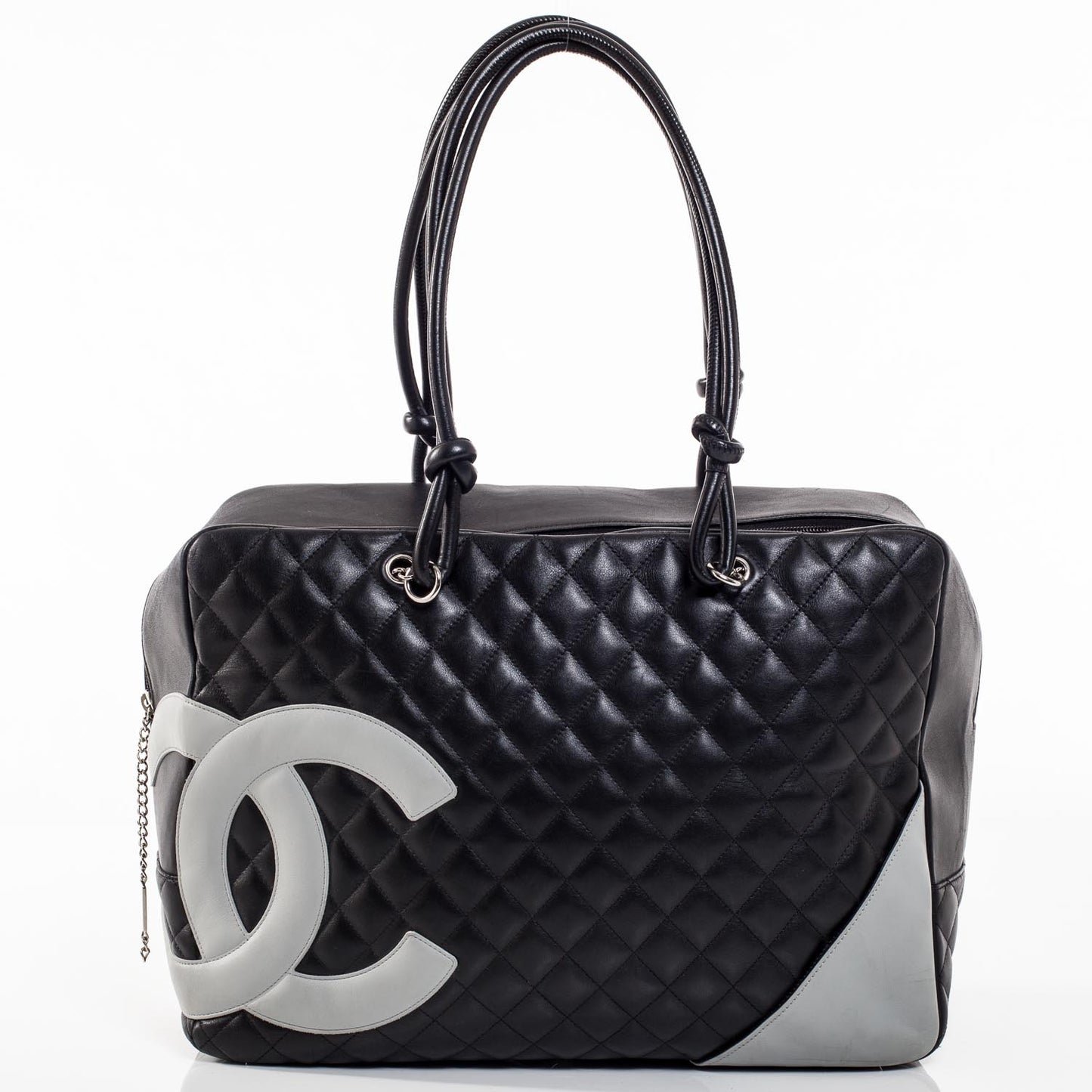 Calfskin Quilted Large Cambon Bag Black