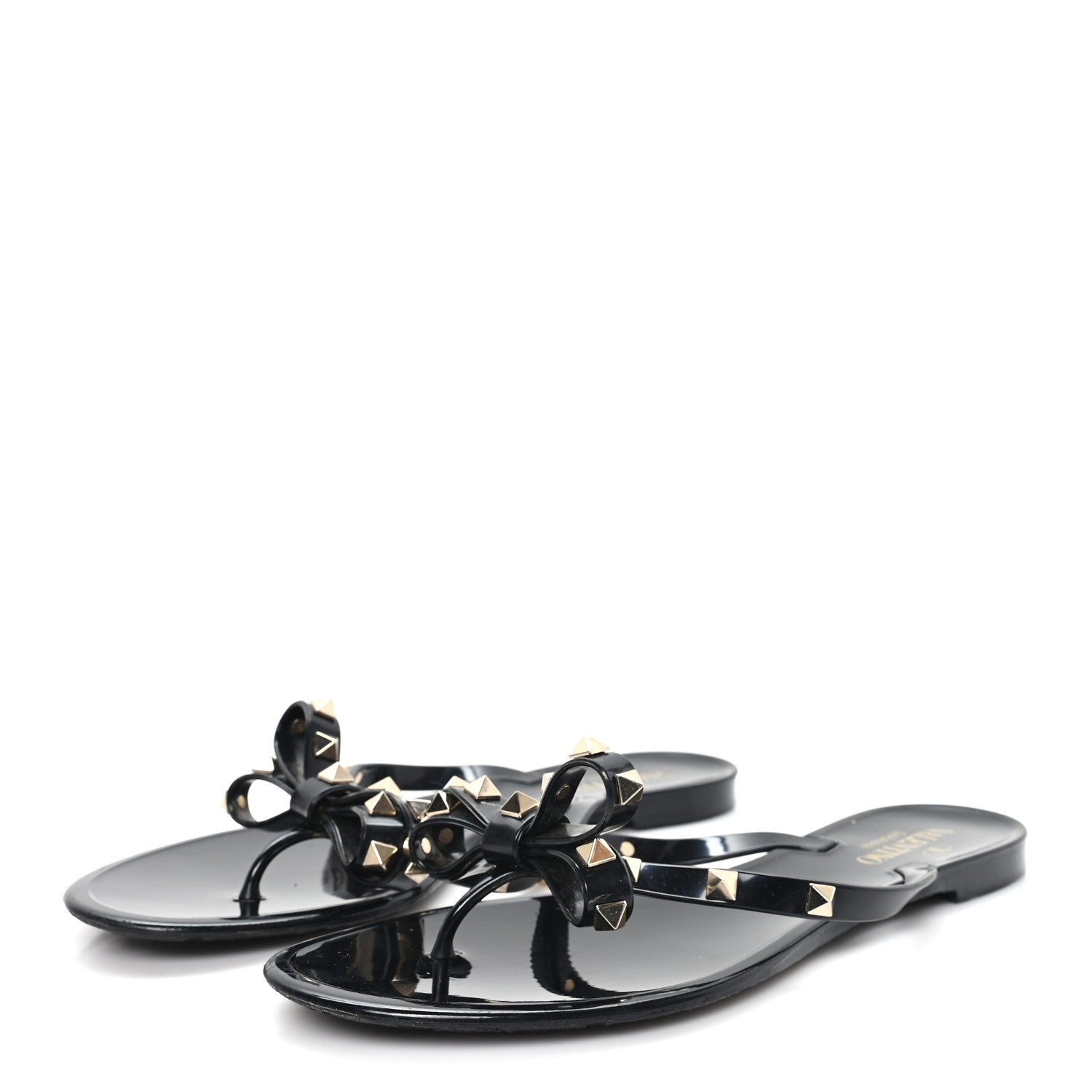 Valentino Garavani PVC Jelly Rockstud Bow Thong Sandals 40 Black 4 of 8