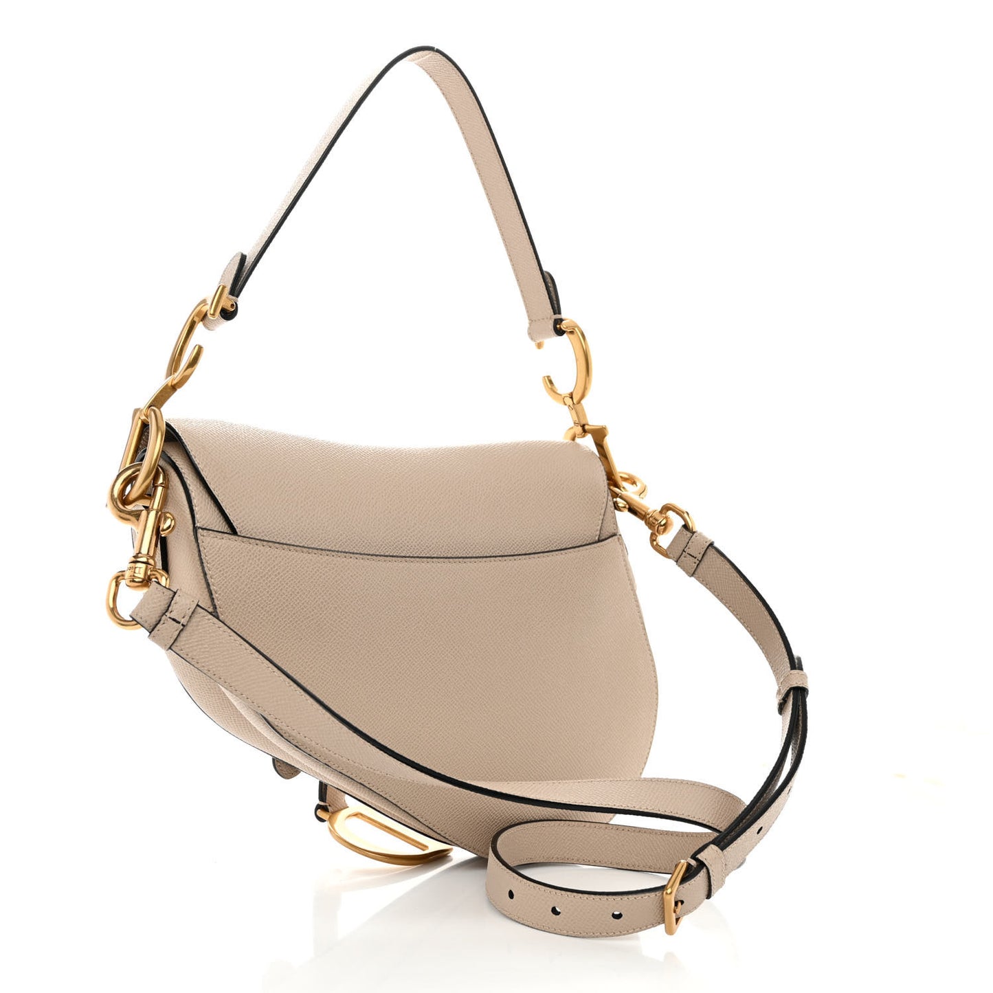 Grained Calfskin Saddle Bag With Strap Hazelnut