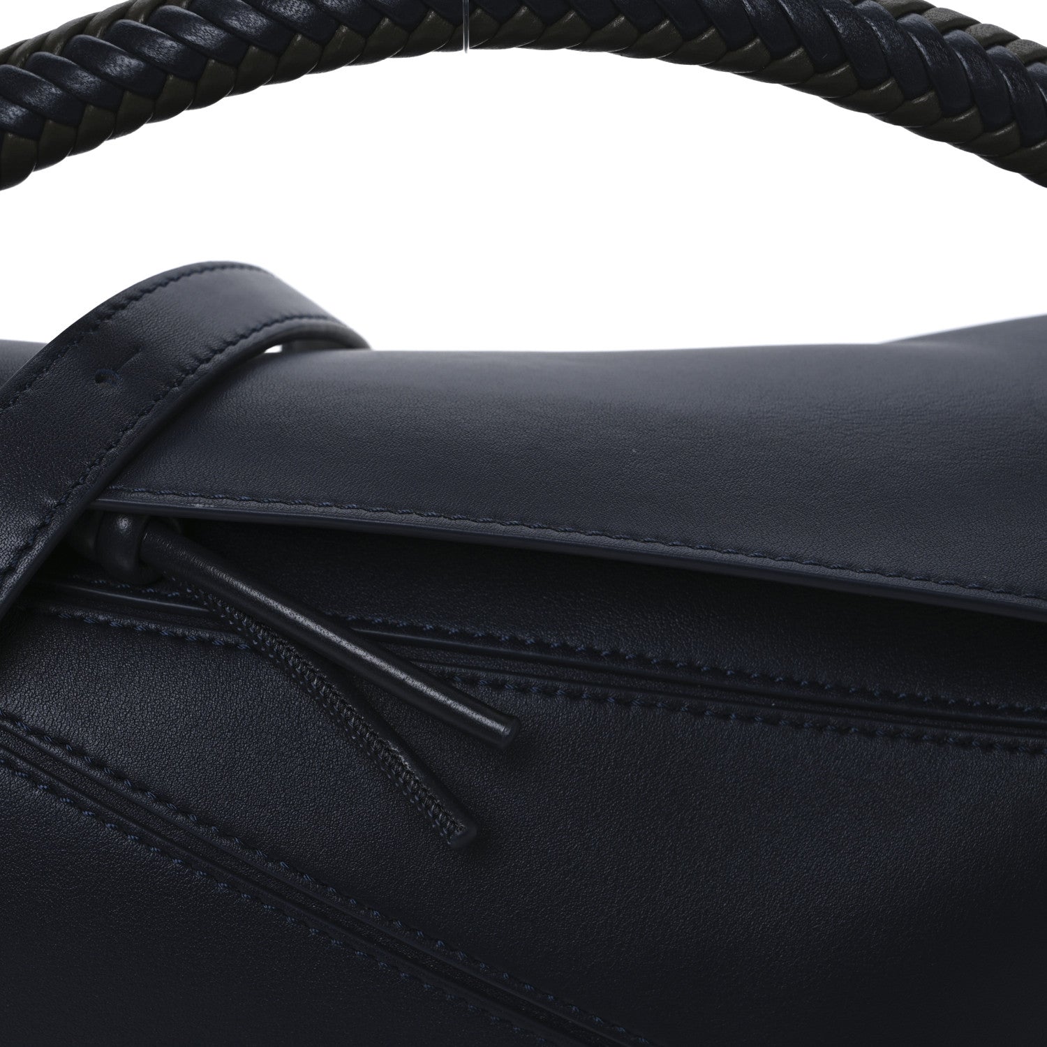 Loewe Calfskin Small Woven Puzzle Bag Dark Ink Dark Khaki 13 of 17