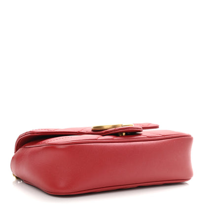 Gucci Calfskin Matelasse Super Mini GG Marmont Shoulder Bag Hibiscus Red 4 of 10