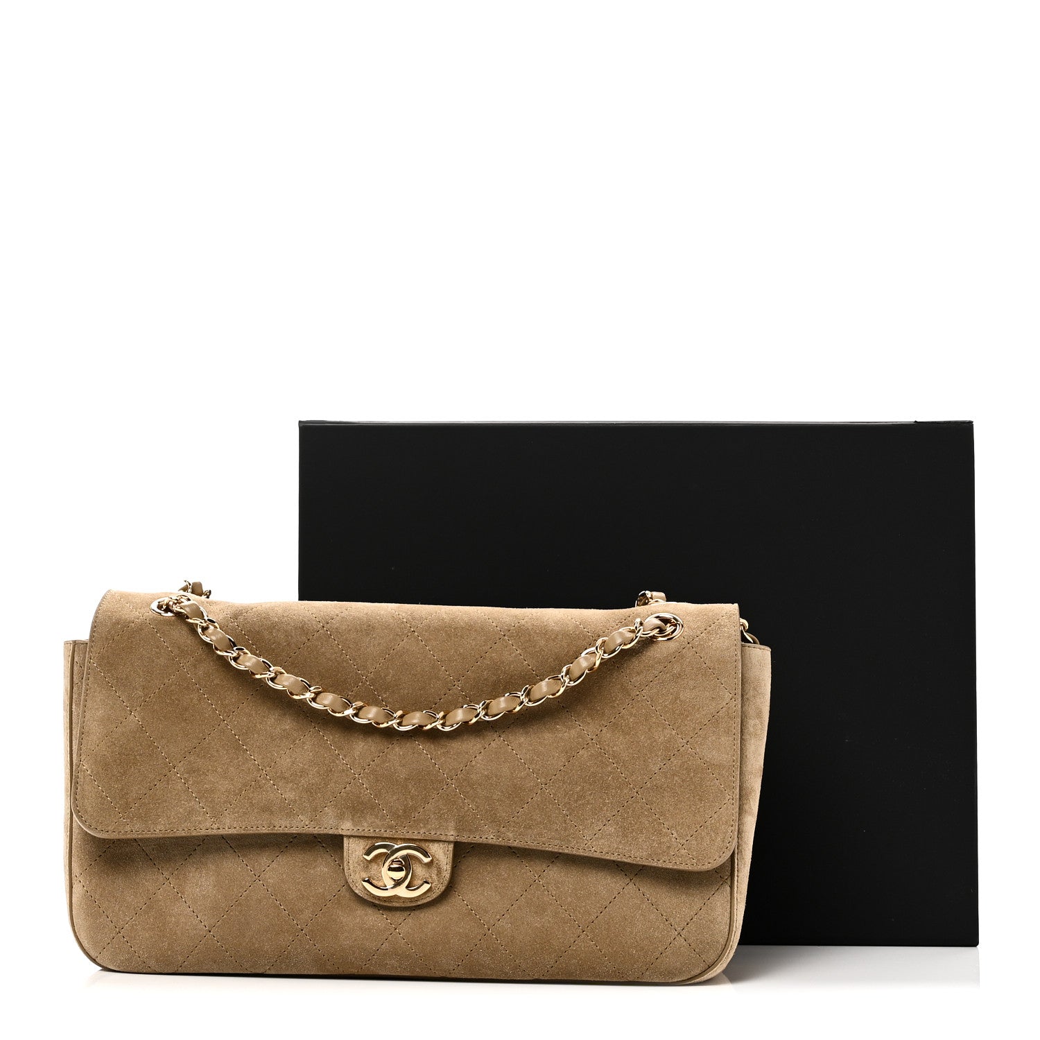 Chanel Suede Calfskin Small Souplissimo Maxi Flap Dark Beige 11 of 11