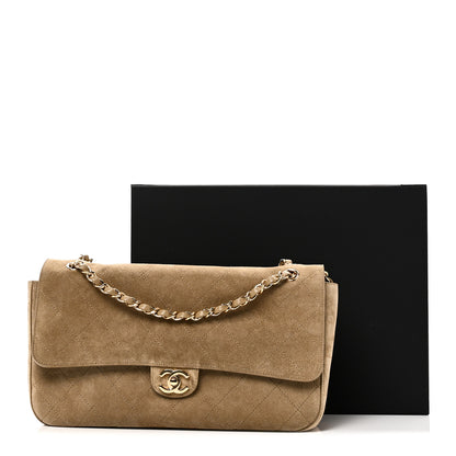 Chanel Suede Calfskin Small Souplissimo Maxi Flap Dark Beige 11 of 11