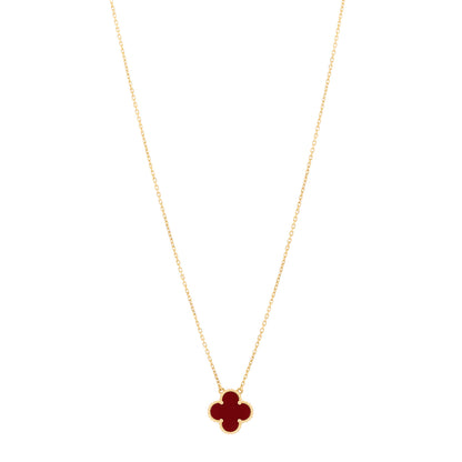 Van Cleef & Arpels 18K Yellow Gold Carnelian Vintage Alhambra Pendant Necklace 1 of 5