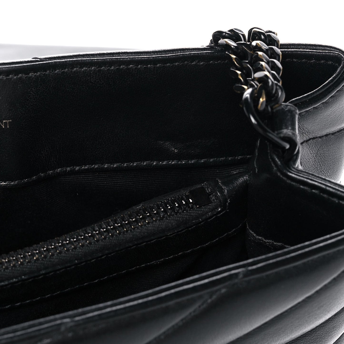 Calfskin Y Quilted Monogram Small Loulou Chain Satchel Black