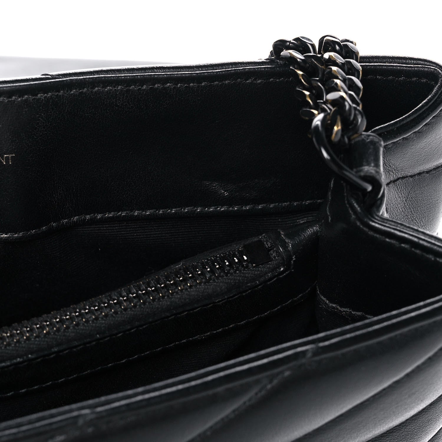Saint Laurent Calfskin Y Quilted Monogram Small Loulou Chain Satchel Black 14 of 16