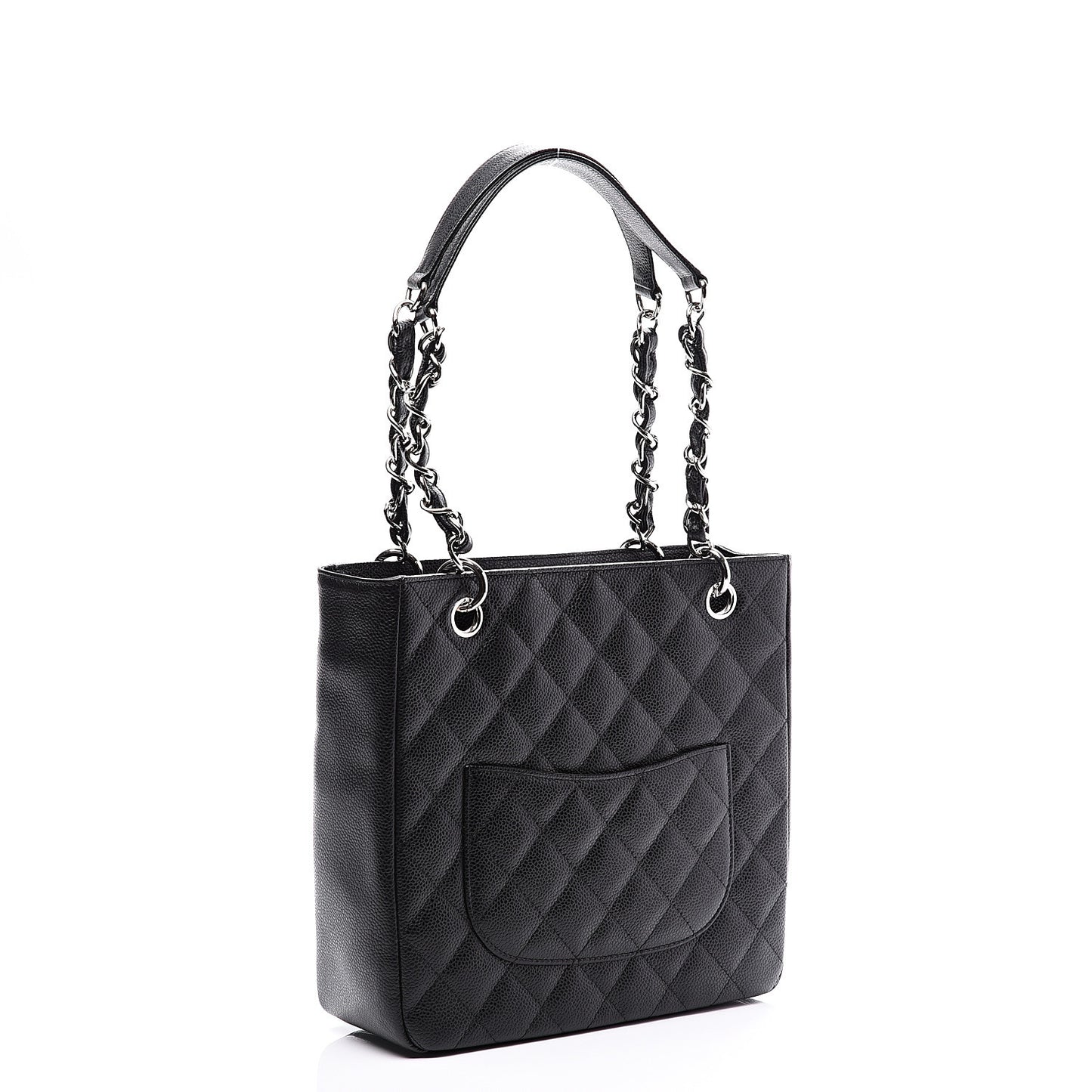 Caviar Quilted Petit Shopping Tote PST Black