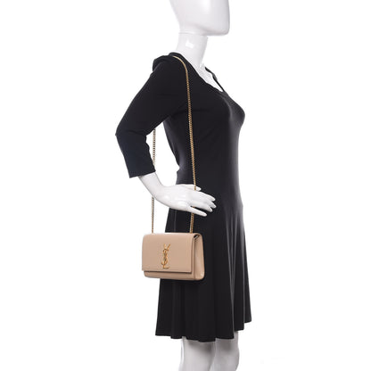 Saint Laurent Grain De Poudre Small Monogram Kate Satchel Nude Powder 2 of 14