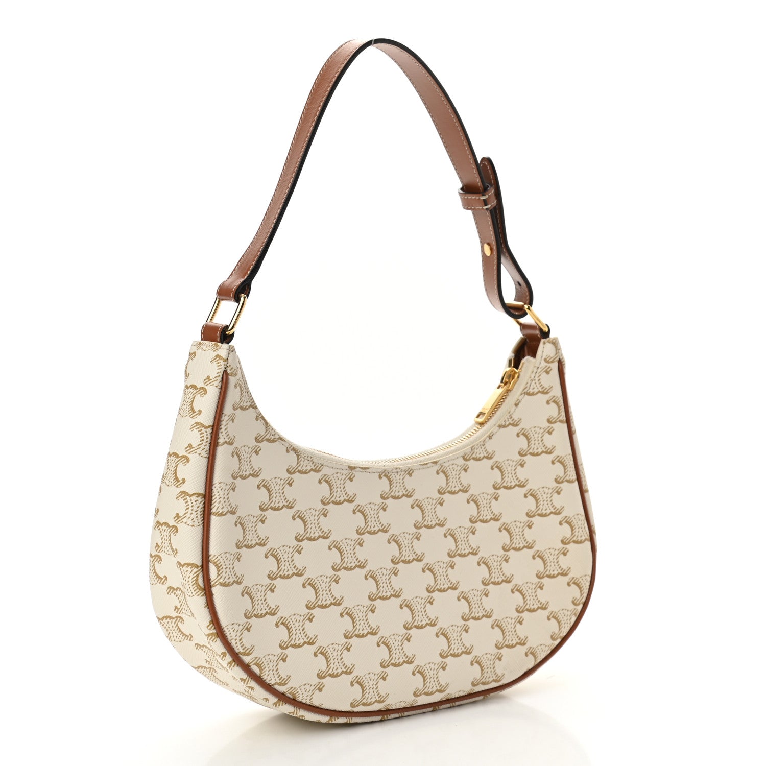 Celine Canvas Calfskin Ava Triomphe Shoulder Bag White 3 of 12