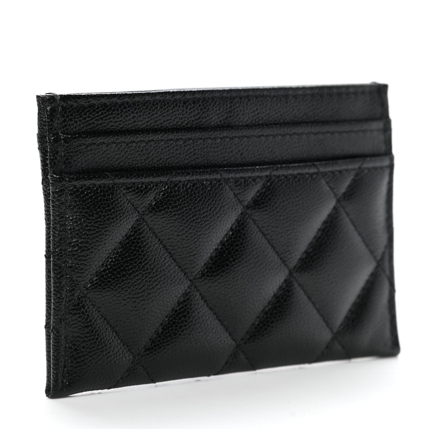 Caviar Quilted Studded CC Card Holder Black
