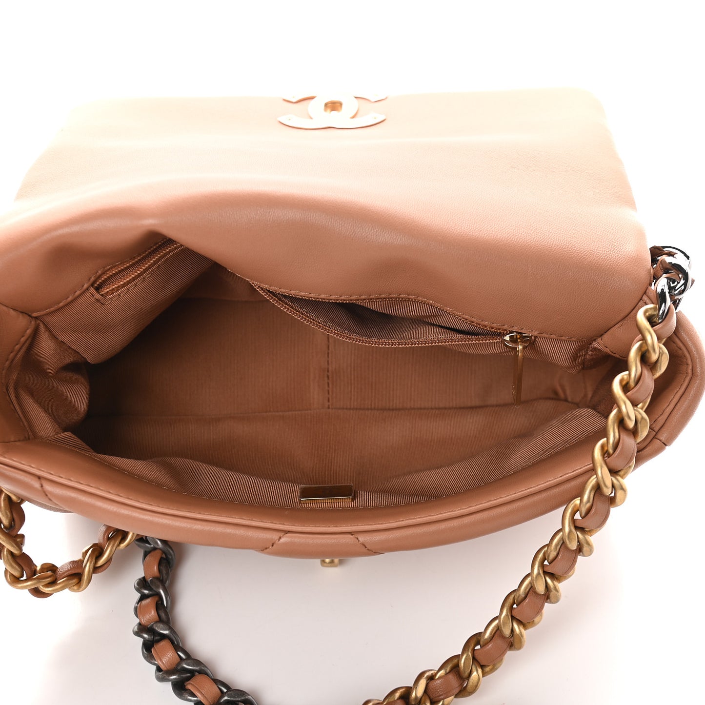 Lambskin Quilted Medium Chanel 19 Flap Brown