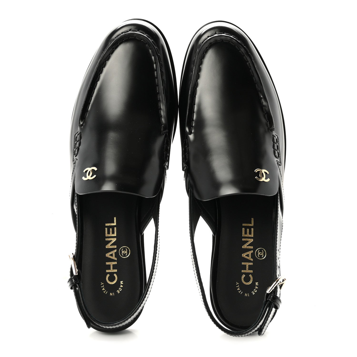 Chanel Shiny Calfskin Slingback Loafers 40.5 Black 2 of 10