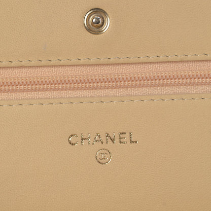 Chanel Lambskin Quilted Wallet on Chain WOC Beige 5 of 9