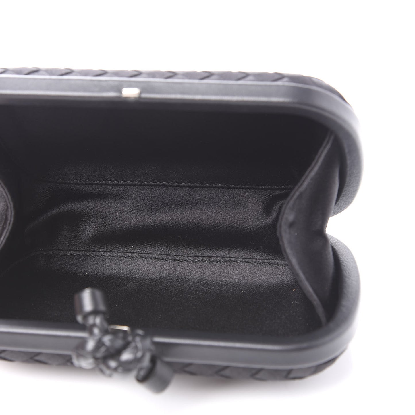 Satin Intreccio Impero Knot Clutch Black