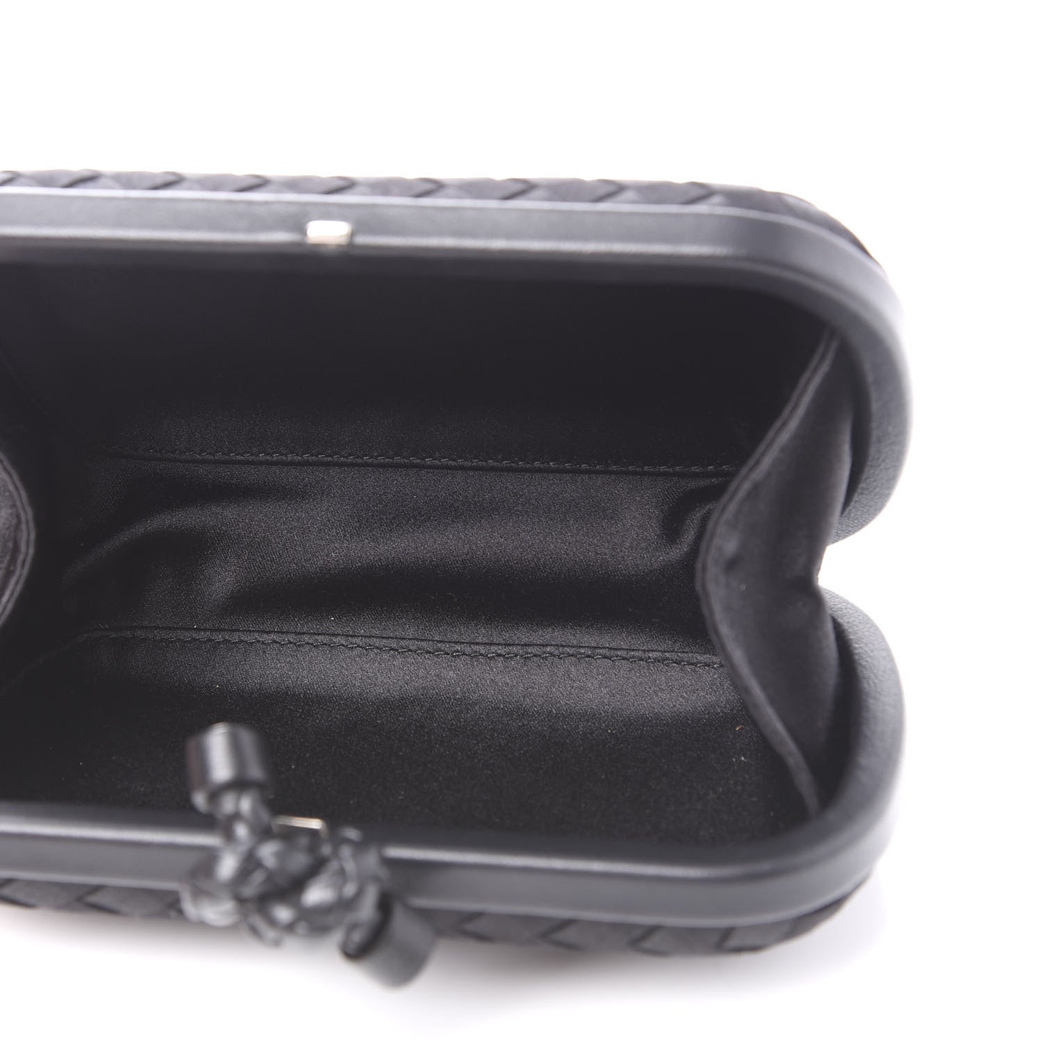Bottega Veneta Satin Intreccio Impero Knot Clutch Black 4 of 9