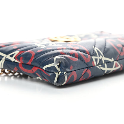 Gucci Calfskin Matelasse GucciGhost Mini GG Marmont Chain Bag Blue Agata Hibiscus Red 9 of 15