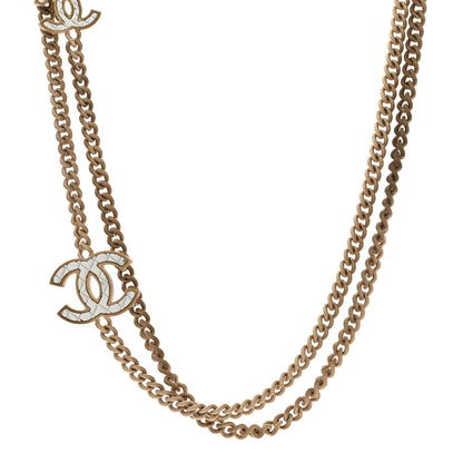 Chanel Metal Quilted CC Long Chain Necklace Gold Pearly White 1 of 7