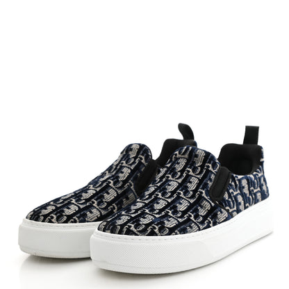 Christian Dior Velvet Oblique Solar Womens Slip On Sneakers 37.5 Deep Blue 3 of 10
