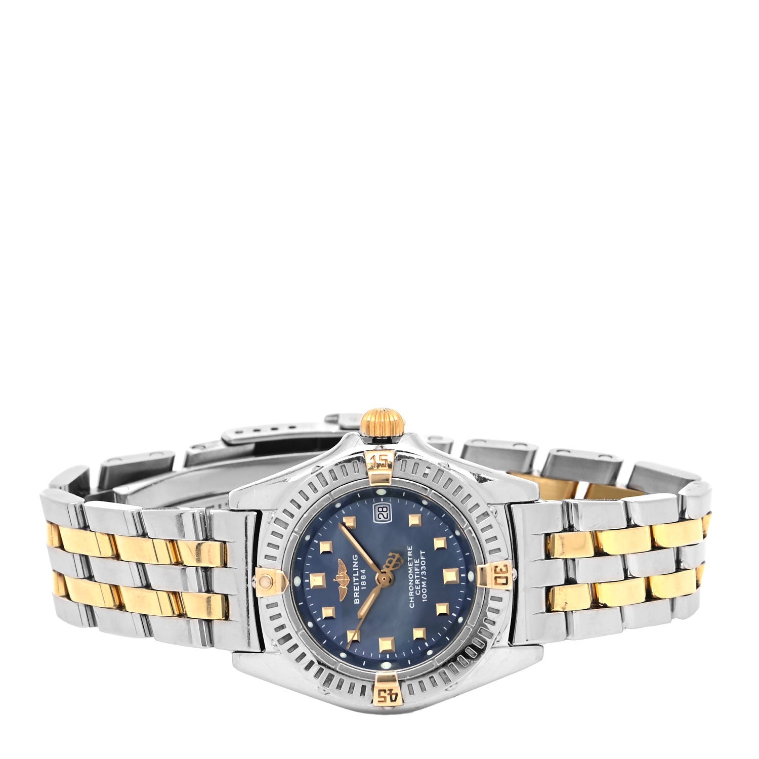 Breitling Stainless Steel 18K Yellow Gold Blue Mother of Pearl 29mm Callistino Quartz Watch B72345 2 of 4