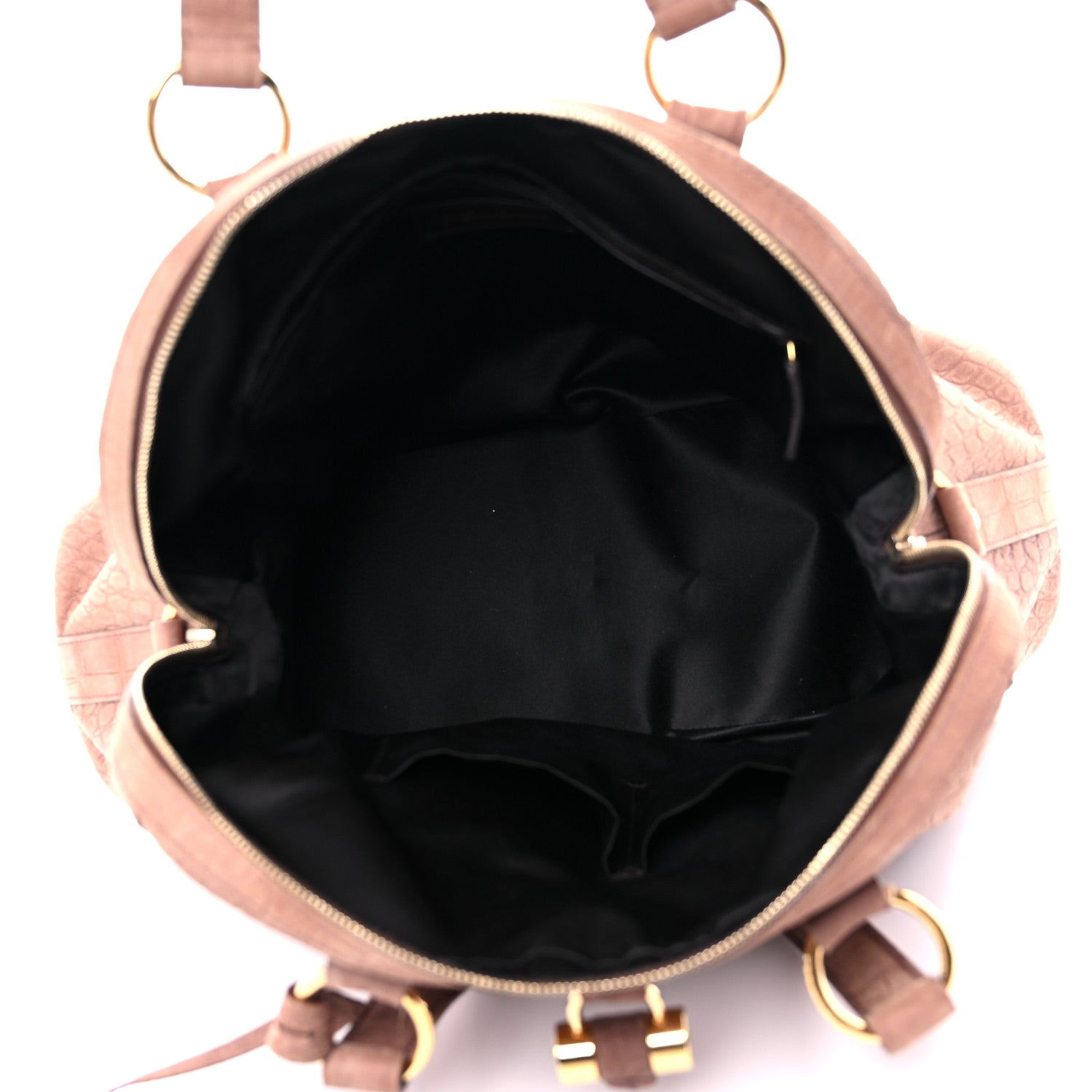 Saint Laurent Nubuck Crocodile Embossed Oversized Muse Brown 3 of 9