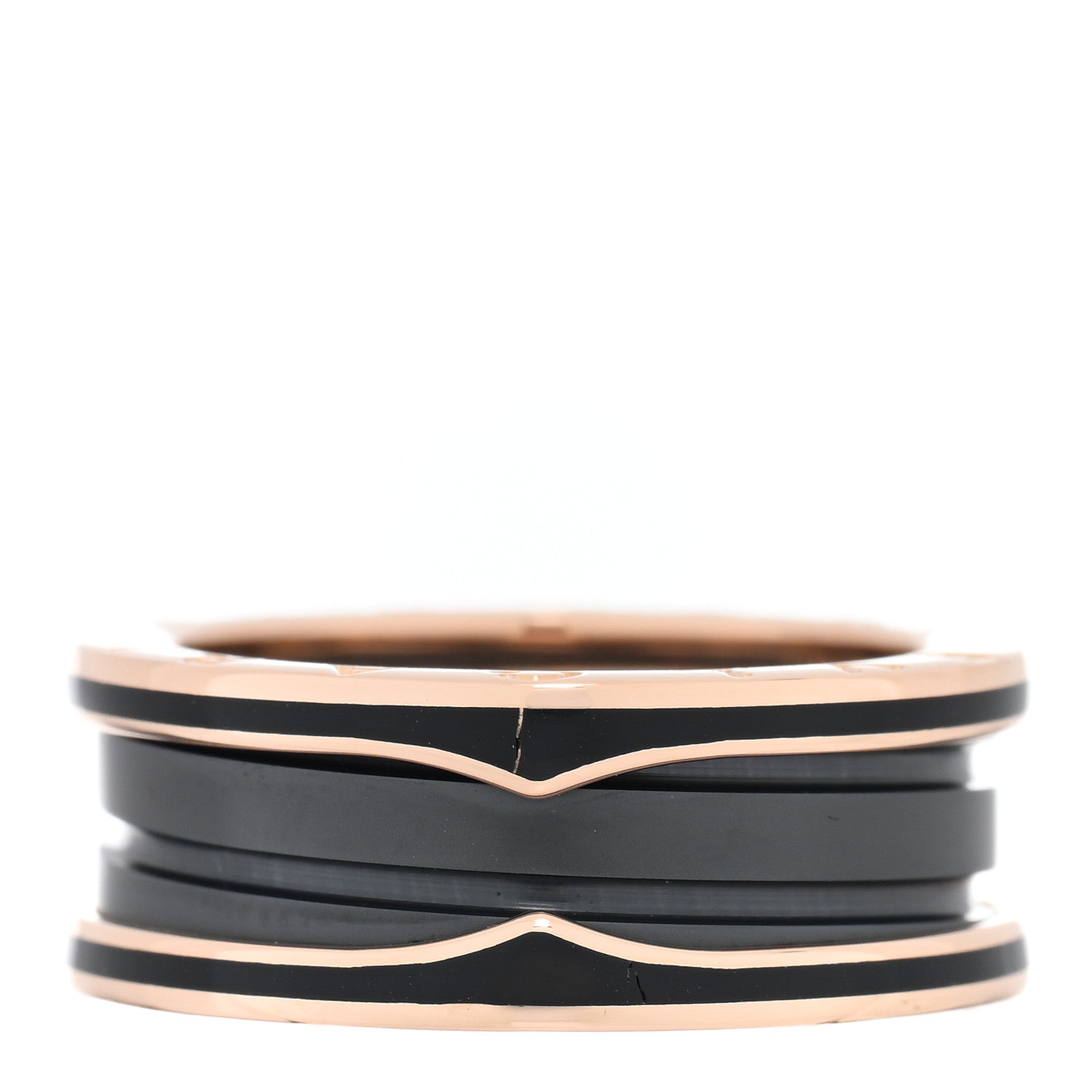 Bulgari 18K Rose Gold Black Ceramic Matte B.Zero1 Two-Band Ring 56 7.5 3 of 5