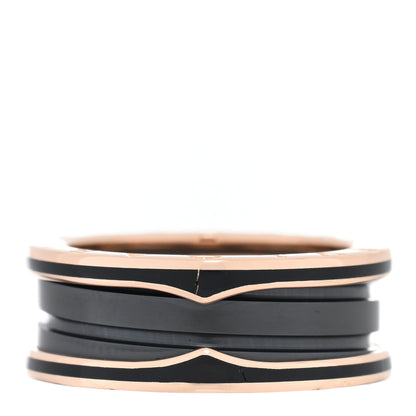 Bulgari 18K Rose Gold Black Ceramic Matte B.Zero1 Two-Band Ring 56 7.5 3 of 5