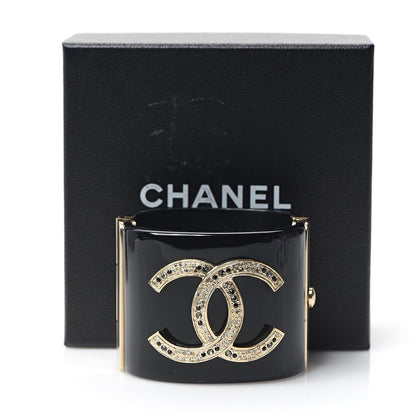 Chanel Resin Crystal CC Cuff Black Gold 5 of 5