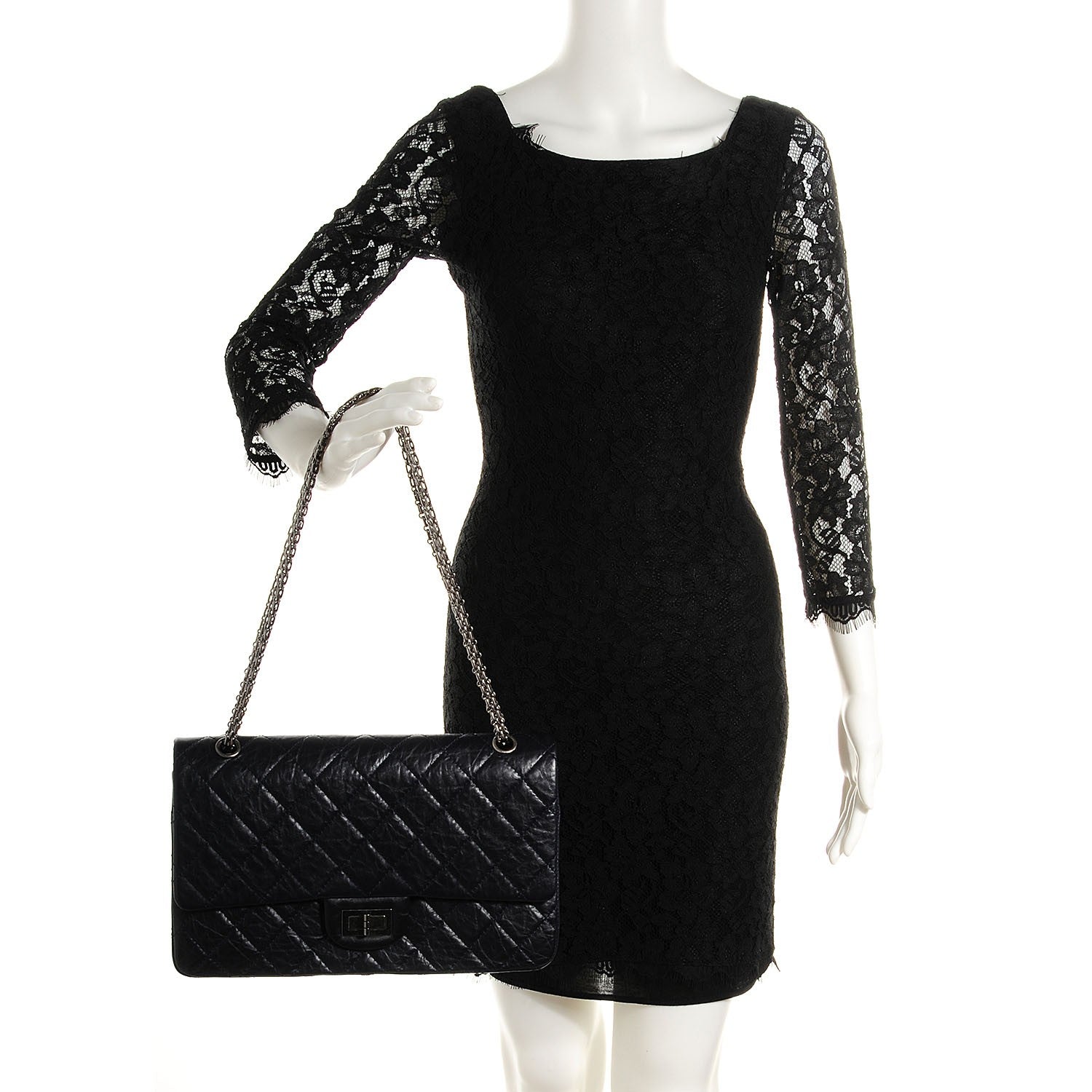 Chanel Aged Calfskin Quilted 2.55 Reissue 227 Flap Dark Navy 2 of 9