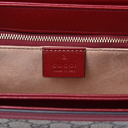 Gucci GG Supreme Monogram Azalea Calfskin Horsebit 1955 Shoulder Bag Beige Ebony New Cherry Red 6 of 11