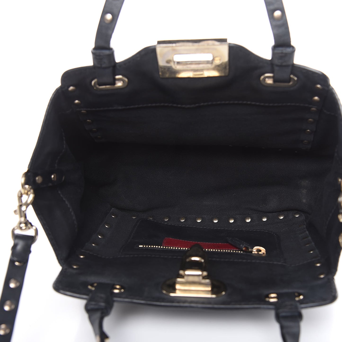 Vitello Mini Rockstud Tote Black