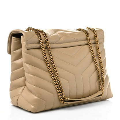Saint Laurent Calfskin Y Quilted Monogram Medium Loulou Chain Satchel Dark Latte 3 of 10