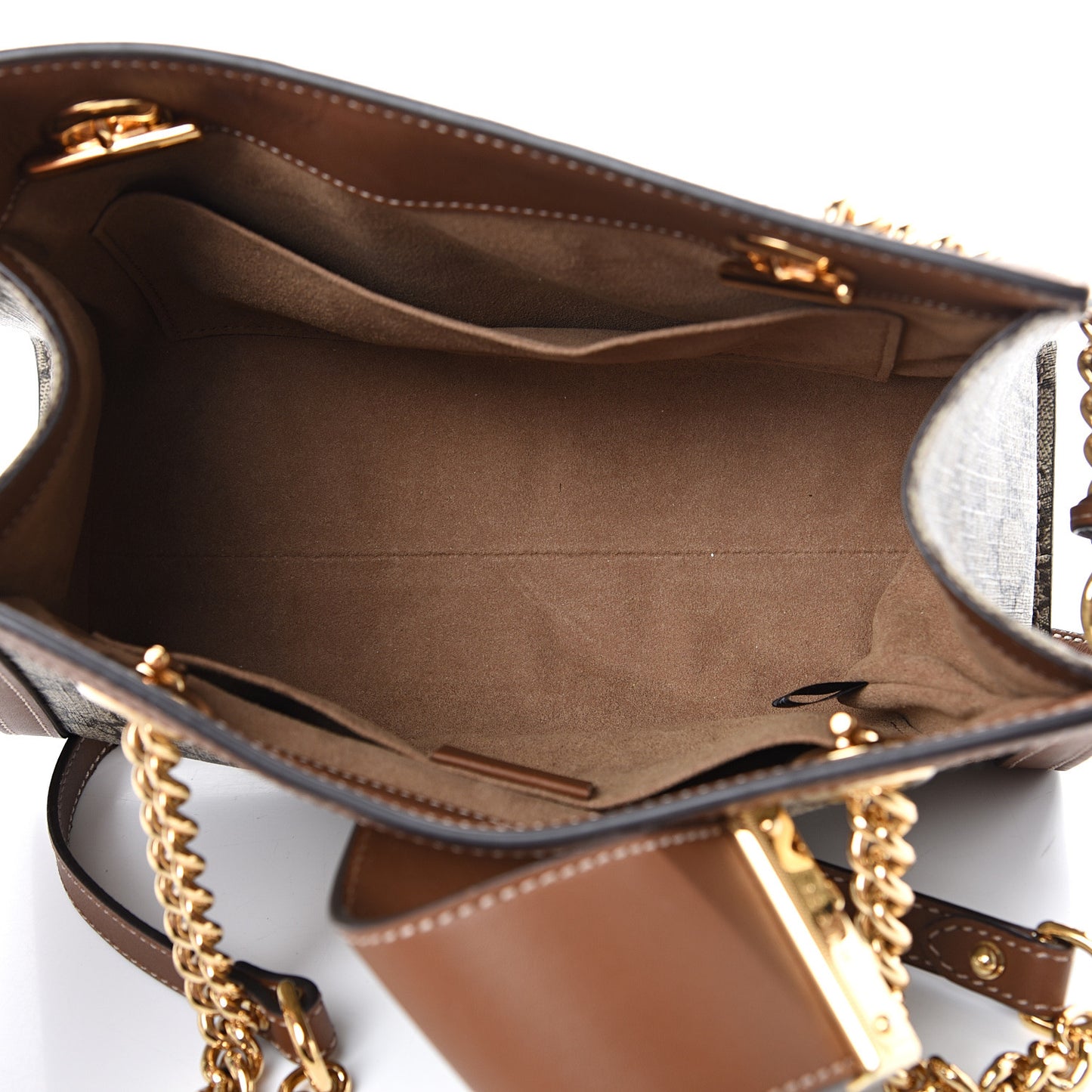 GG Supreme Monogram Calfskin Small Padlock Tote Beige Ebony Tuscany