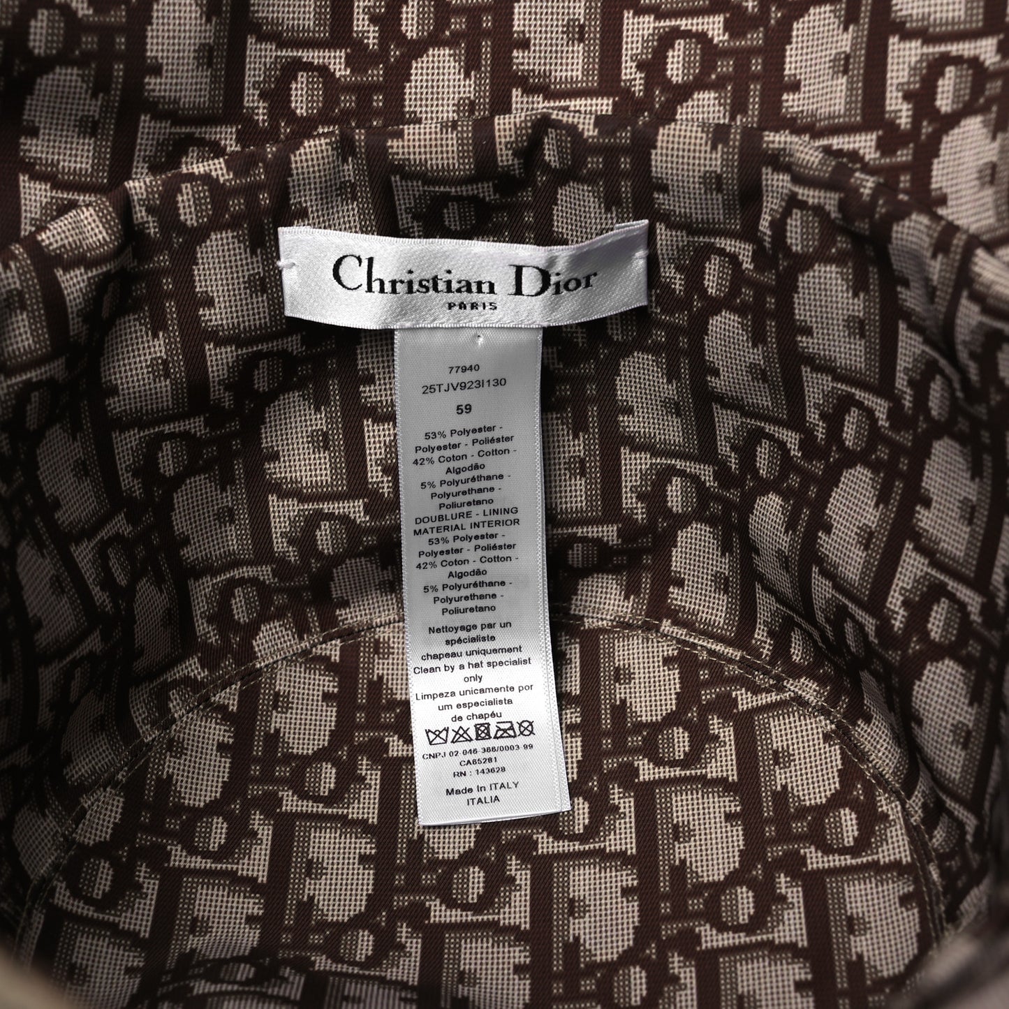 Oblique Toile De Jouy Reversible Teddy-D Brim Bucket Hat 59 Hazelnut Black