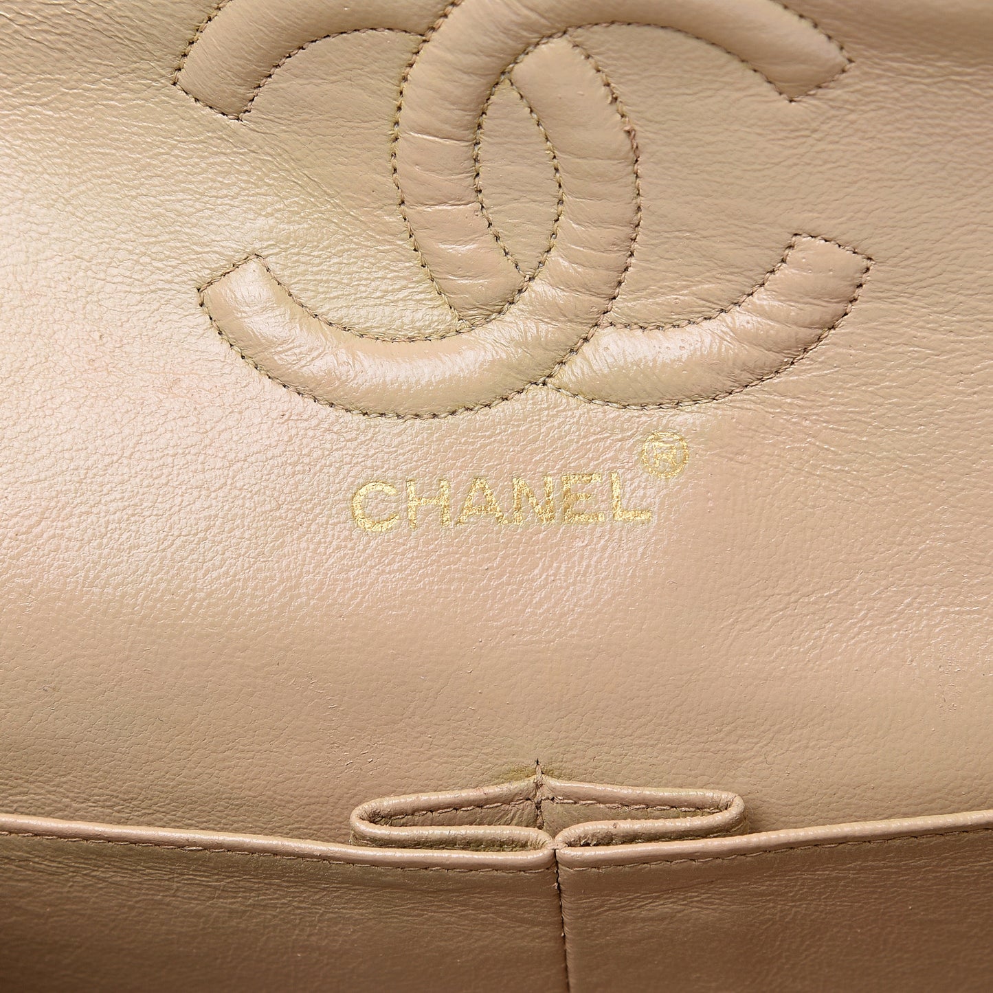 Lambskin Quilted Small Double Flap Beige