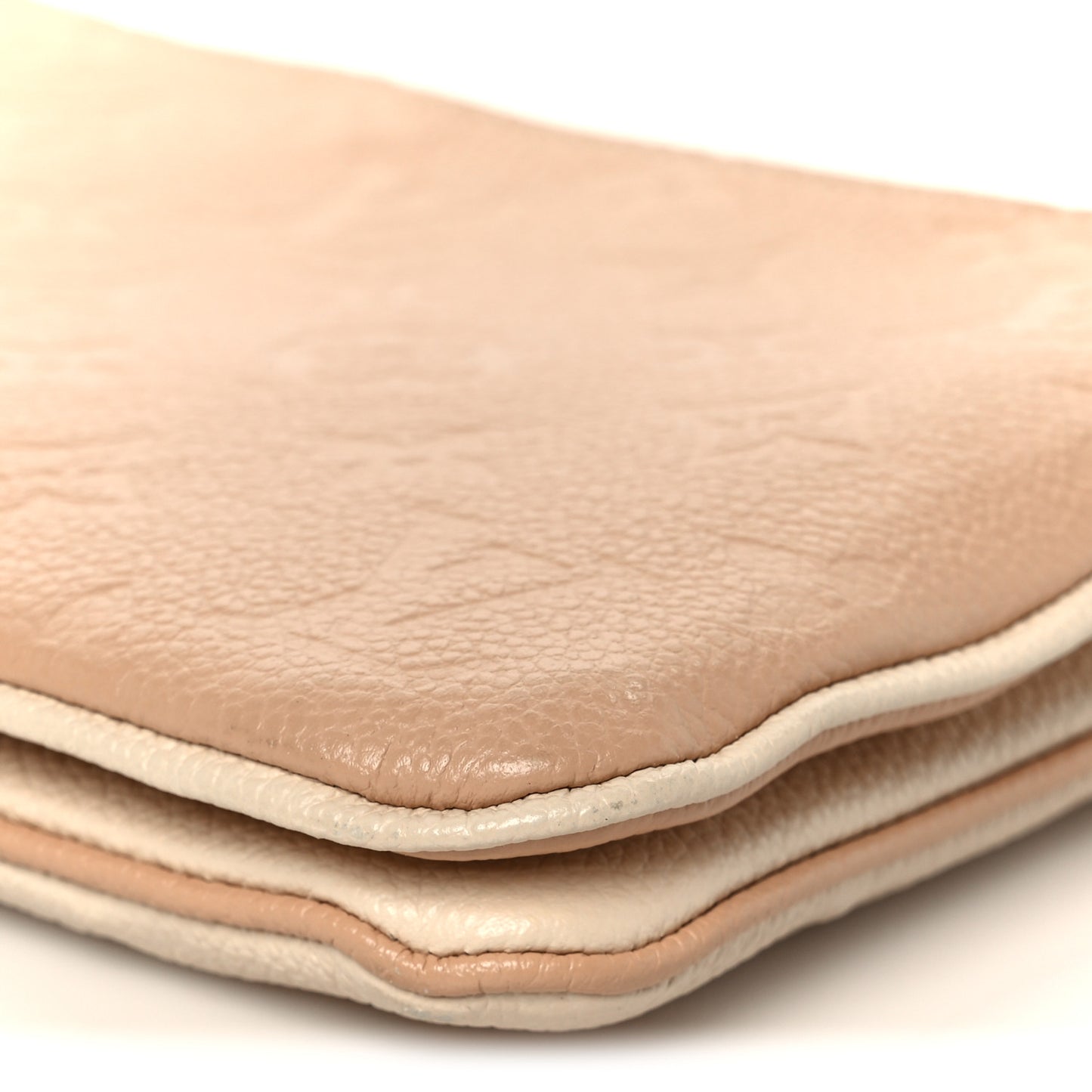 Empreinte Double Zip Pochette Beige Rose Creme