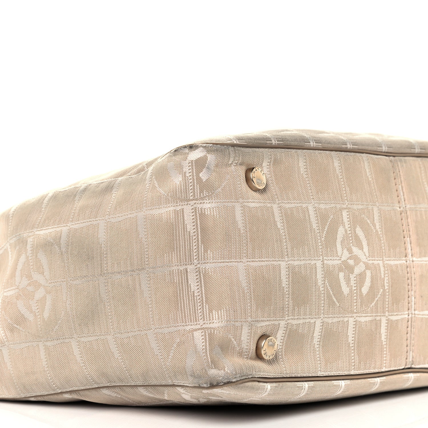 Chanel Metallic Nylon Small Travel Tote Beige 9 of 10