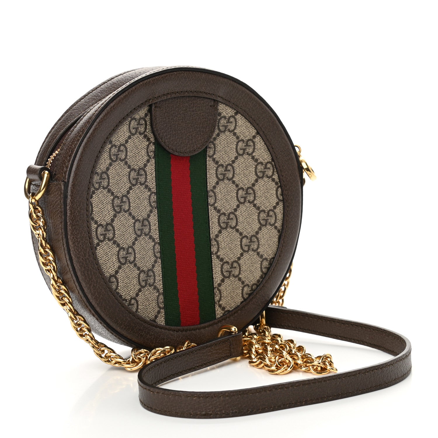 Gucci GG Supreme Monogram Web Mini Ophidia Round Shoulder Bag Brown 3 of 10