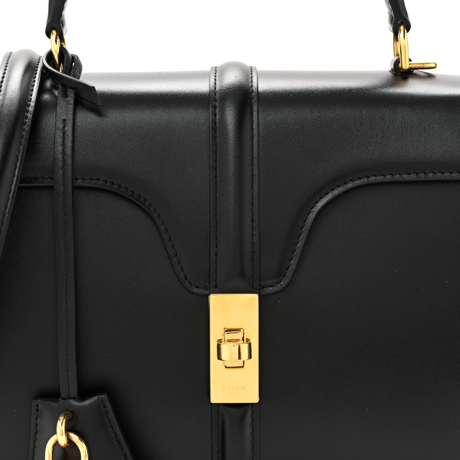 Celine Satinated Calfskin Small 16 Top Handle Bag Black 9 of 11