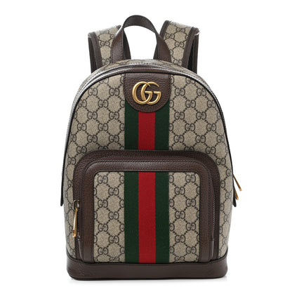 Gucci GG Supreme Monogram Calfskin Web Small Ophidia Day Backpack Beige Ebony New Acero 1 of 10