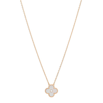 Van Cleef & Arpels 18K Yellow Gold Diamond Yellow Mother of Pearl Vintage Alhambra Pendant Necklace 1 of 4