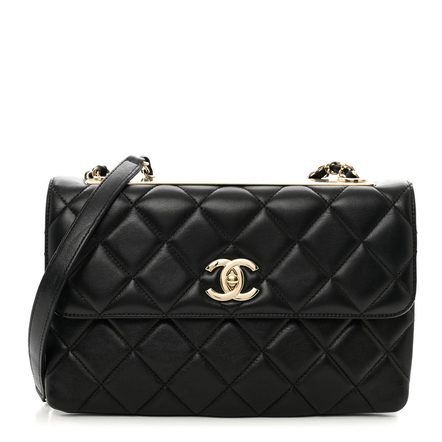 Lambskin Quilted Medium Trendy CC Flap Black