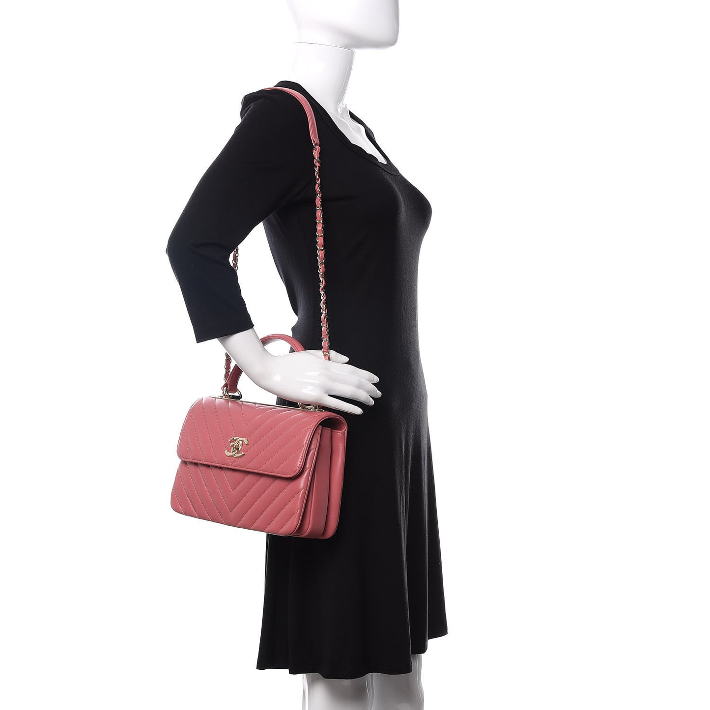 Lambskin Chevron Quilted Small Trendy CC Dual Handle Flap Bag Light Pink