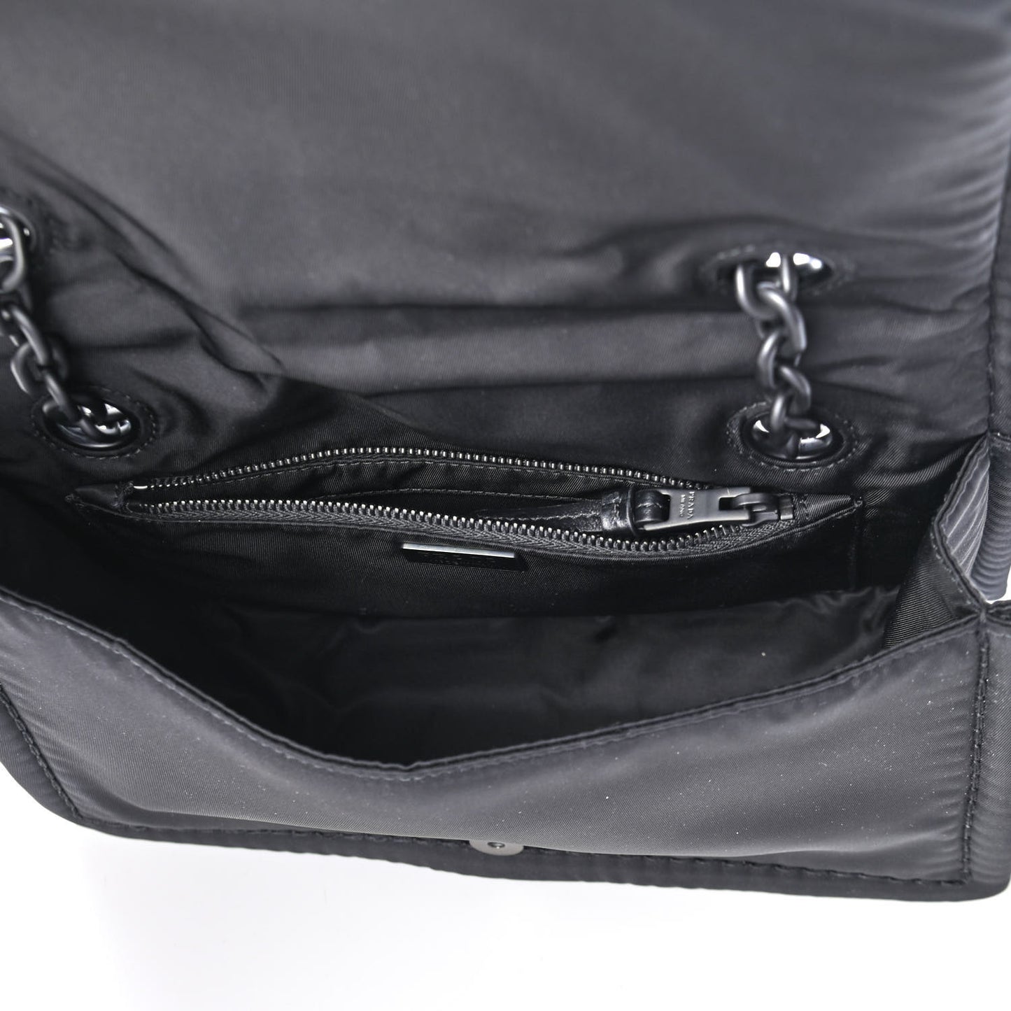 Nylon Tessuto Chain Shoulder Bag Black