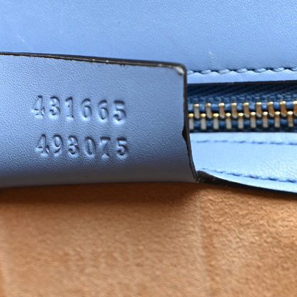 Gucci Calfskin Embroidered Medium Sylvie Top Handle Bag Clear Sky Blue 7 of 13