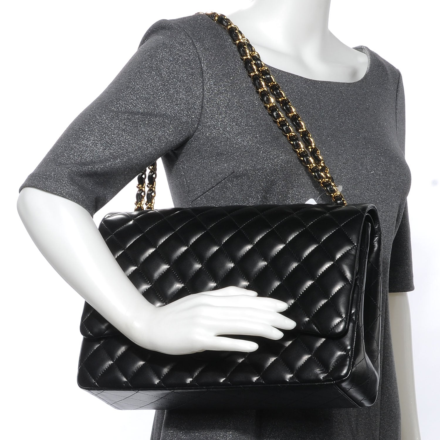 Chanel Lambskin Quilted Maxi Double Flap Black 2 of 7