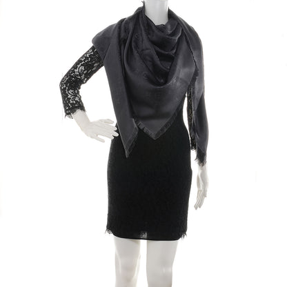 Louis Vuitton Wool Silk Monogram Shawl Anthracite 2 of 5