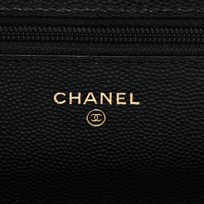 Chanel Caviar Quilted Crystal CC Wallet On Chain WOC Black 6 of 11