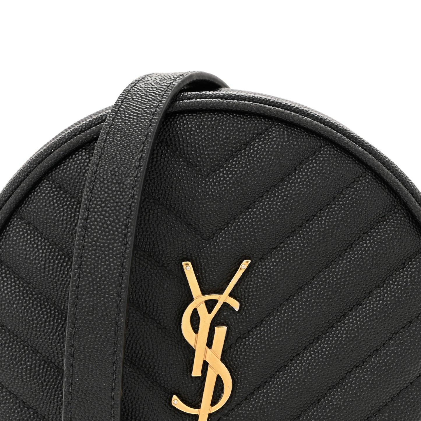 Grain De Poudre Matelasse Chevron Quilted Round Vinyle Camera Bag Black
