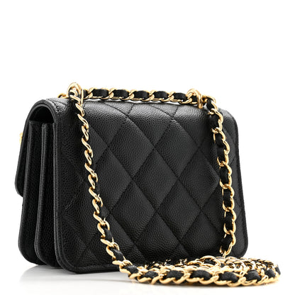 Chanel Shiny Caviar Quilted Clutch With Chain Black 4 of 15
